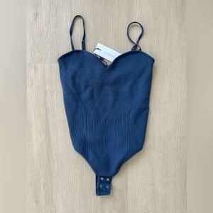 Dynamite Martie Sweetheart Neckline Bodysuit Blue Sz S